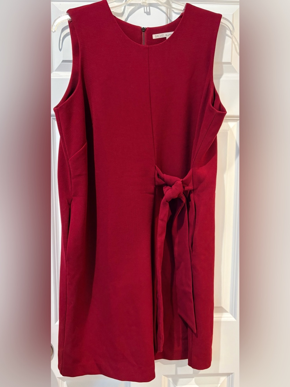 RACHEL Rachel Roy Burgundy Sleeveless Side Tie Waist Sheath Dress⁠ w/ Pockets
